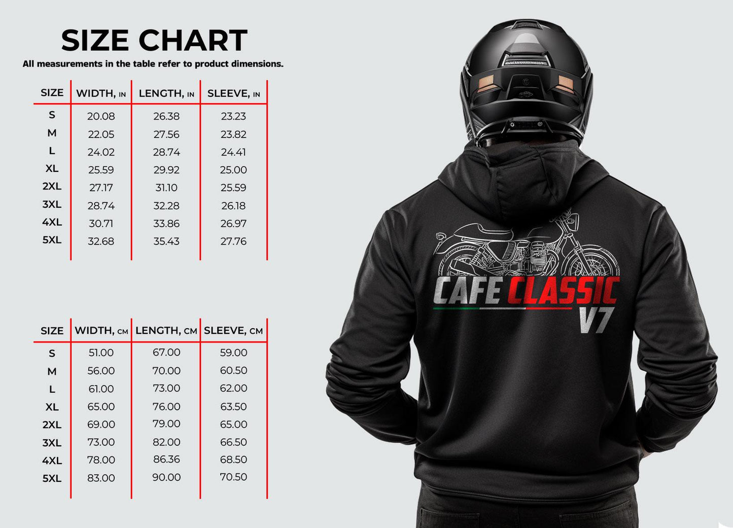 Moto Guzzi V7 Cafe Classic 2009 - 2013 Inspired Hoodie - Motorcycle Sweatshirt for Riders