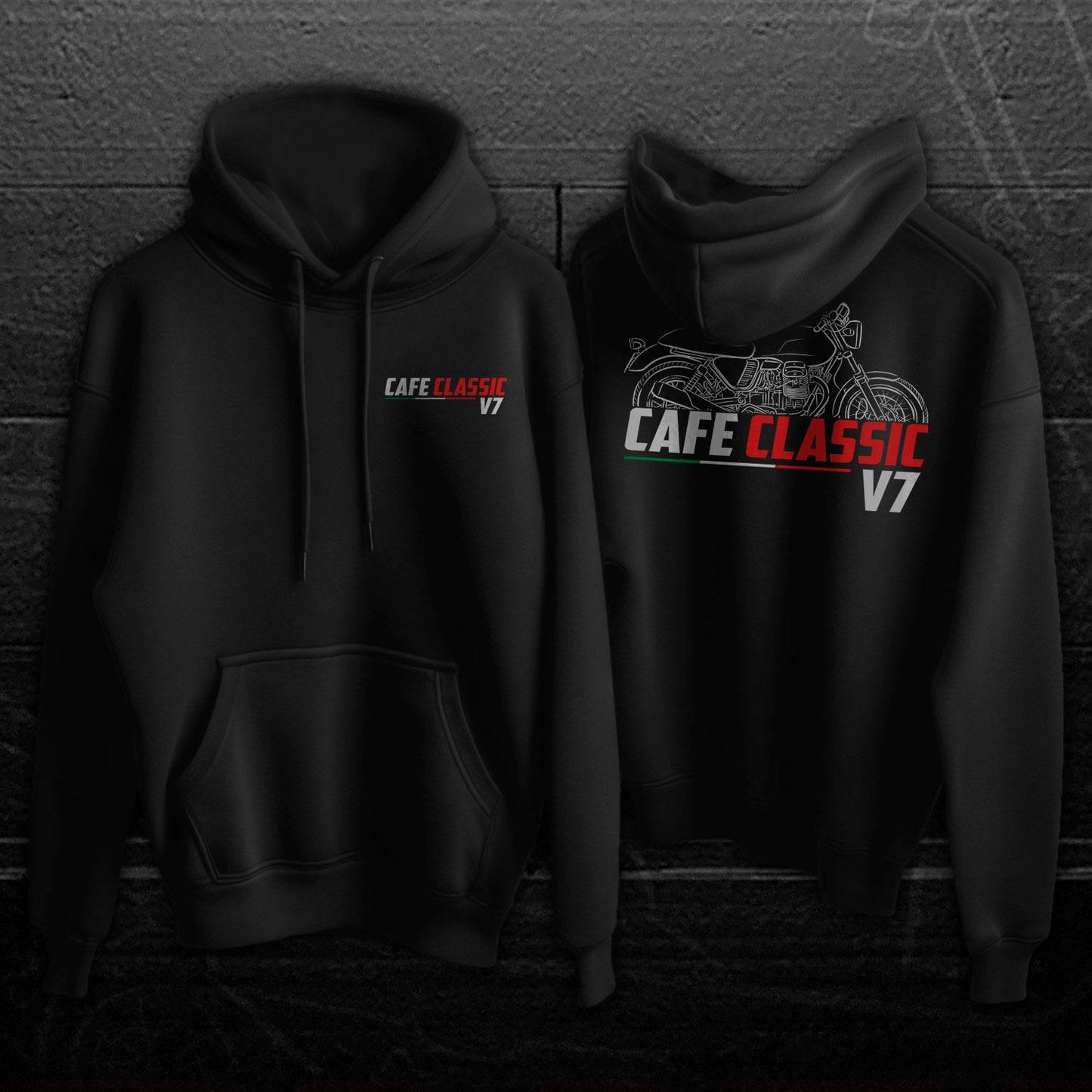 Moto Guzzi V7 Cafe Classic 2009 - 2013 Inspired Hoodie - Motorcycle Sweatshirt for Riders