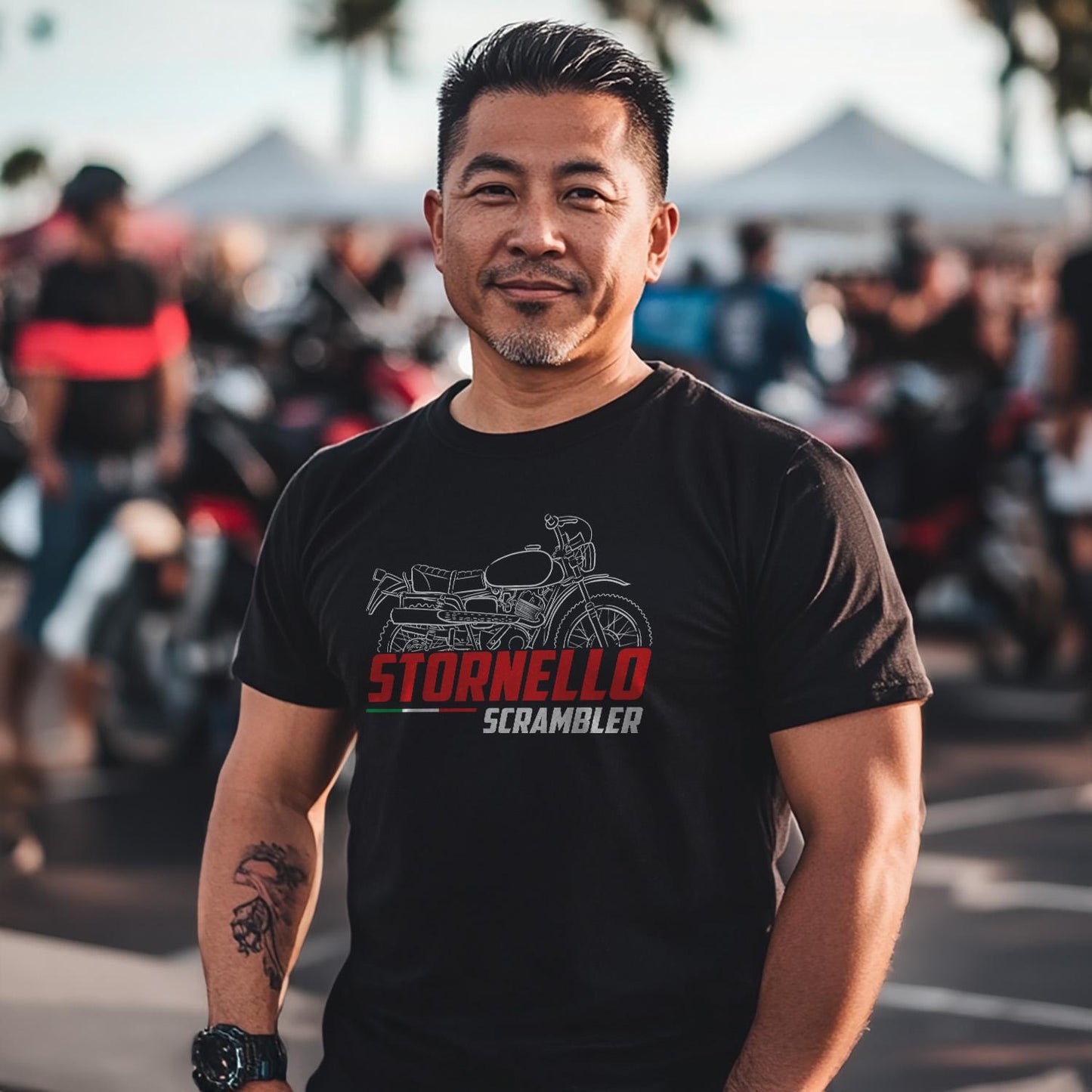Moto Guzzi Stornello 125 Scrambler Inspired T-Shirt - Motorcycle Tee Shirt for Riders