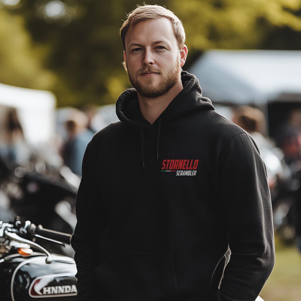 Moto Guzzi Stornello 125 Scrambler Inspired Hoodie - Motorcycle Sweatshirt for Riders