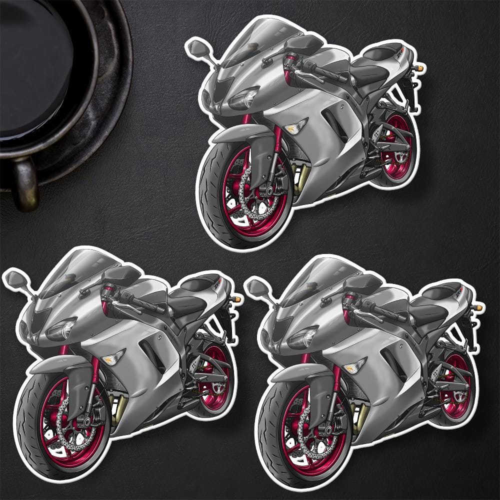 Kawasaki ZX-6R 2007-08 Inspired Stickers - Set of 3 Motorcycle Decals for Riders