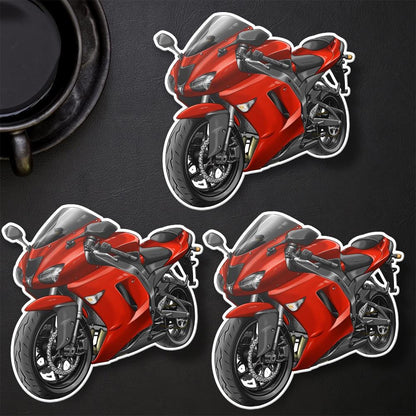 Kawasaki ZX-6R 2007-08 Inspired Stickers - Set of 3 Motorcycle Decals for Riders