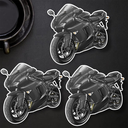 Kawasaki ZX-6R 2007-08 Inspired Stickers - Set of 3 Motorcycle Decals for Riders