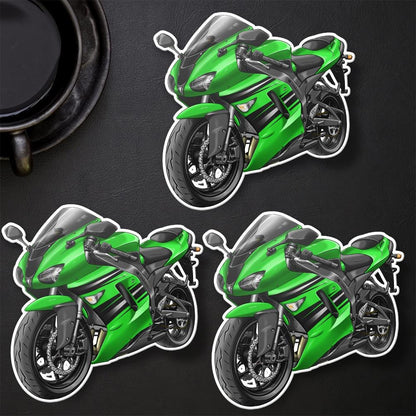 Kawasaki ZX-6R 2007-08 Inspired Stickers - Set of 3 Motorcycle Decals for Riders