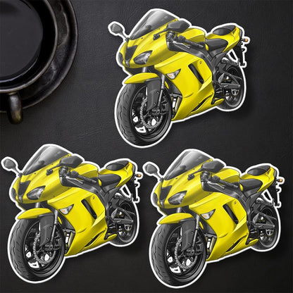 Kawasaki ZX-6R 2007-08 Inspired Stickers - Set of 3 Motorcycle Decals for Riders