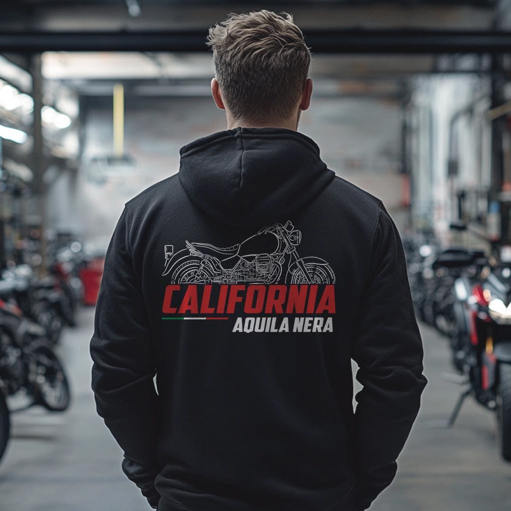 Moto Guzzi California Aquila Nera Inspired Hoodie - Motorcycle Sweatshirt for Riders