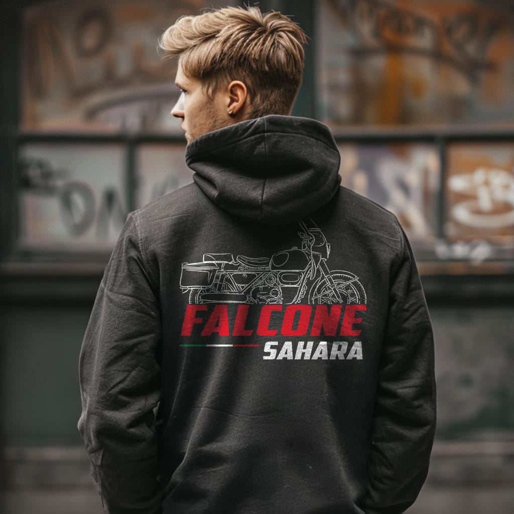 Moto Guzzi Falcone 500 Sahara 1975 Inspired Hoodie - Motorcycle Sweatshirt for Riders