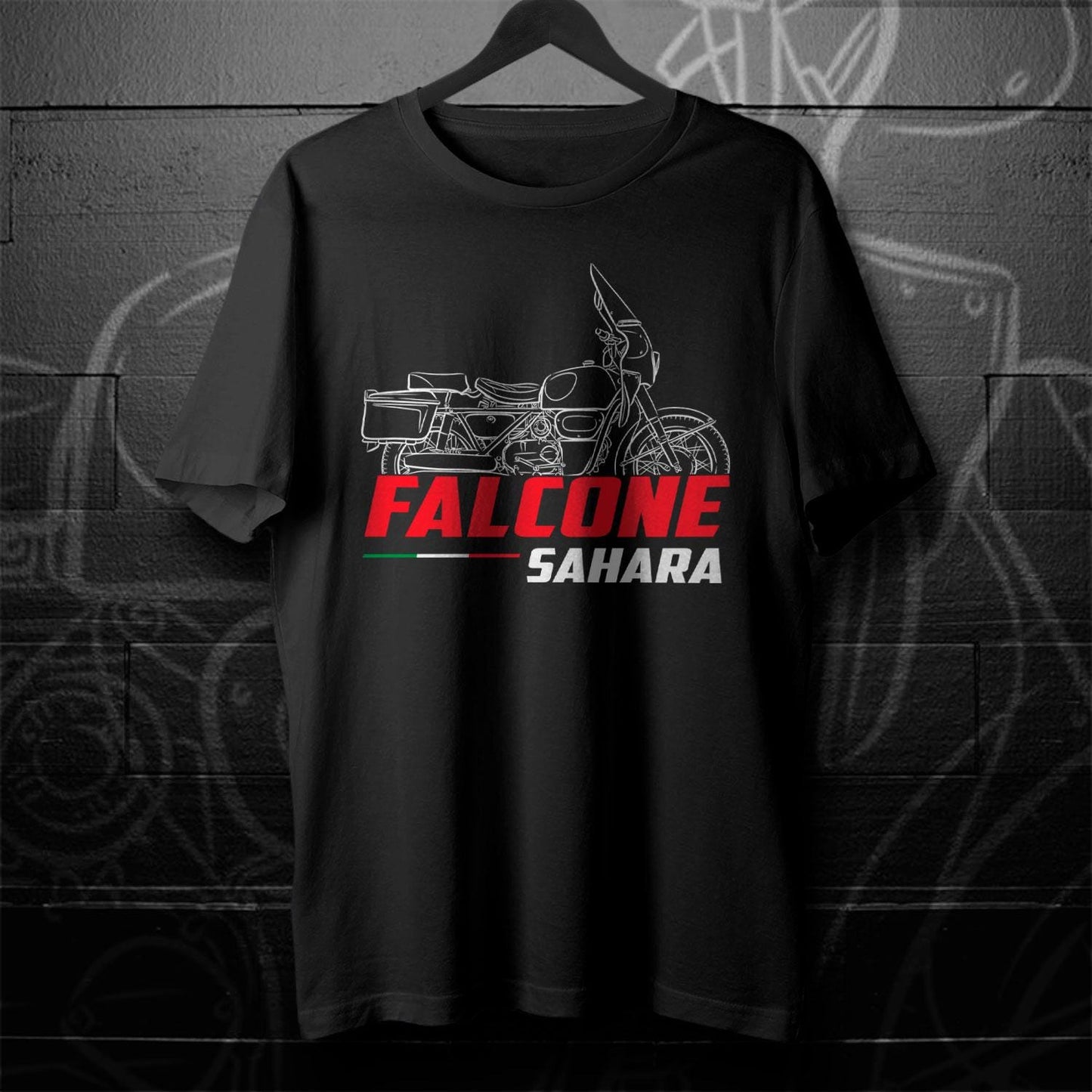 Moto Guzzi Falcone 500 Sahara 1975 Inspired T-Shirt - Motorcycle Tee Shirt for Riders