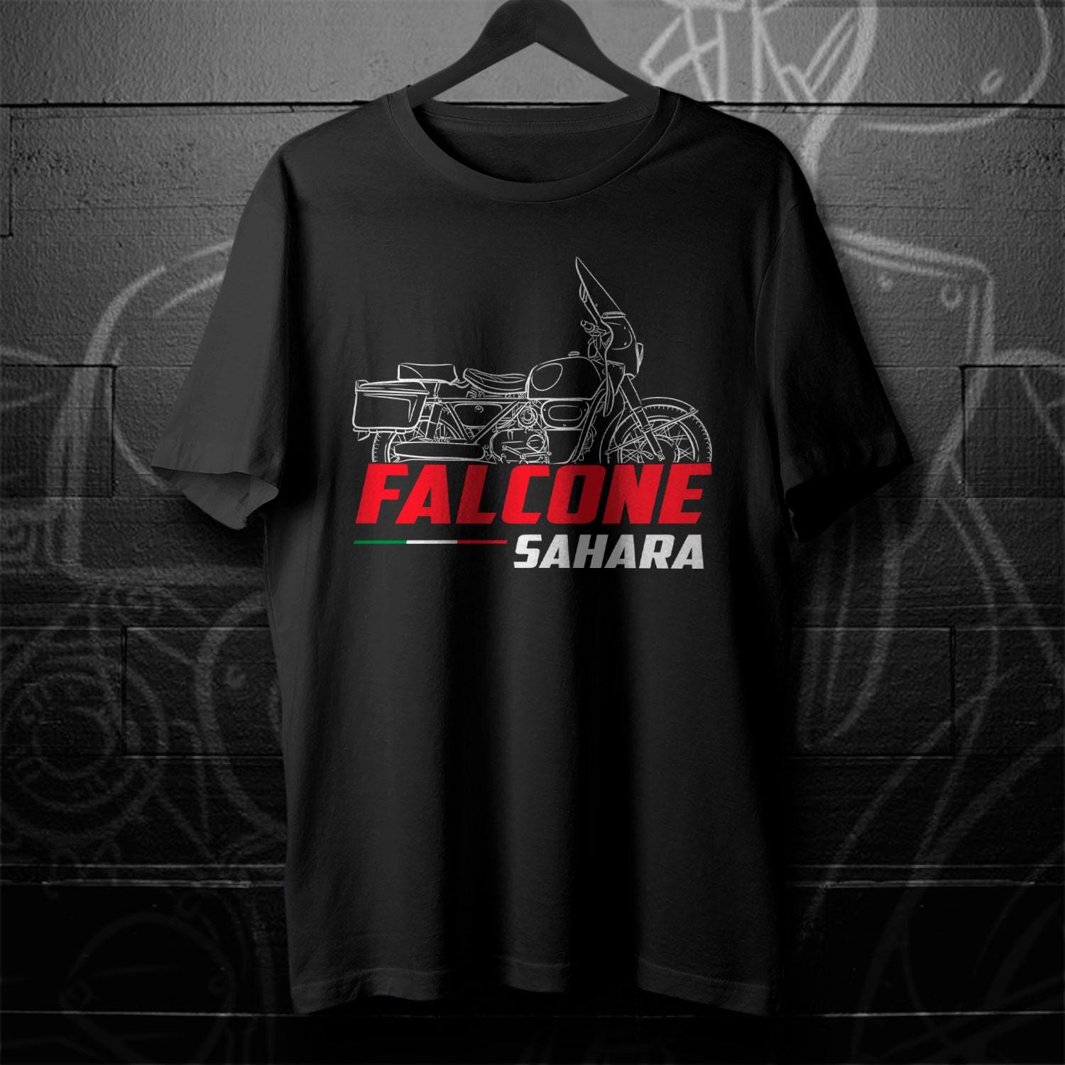 Moto Guzzi Falcone 500 Sahara 1975 Inspired T-Shirt - Motorcycle Tee Shirt for Riders