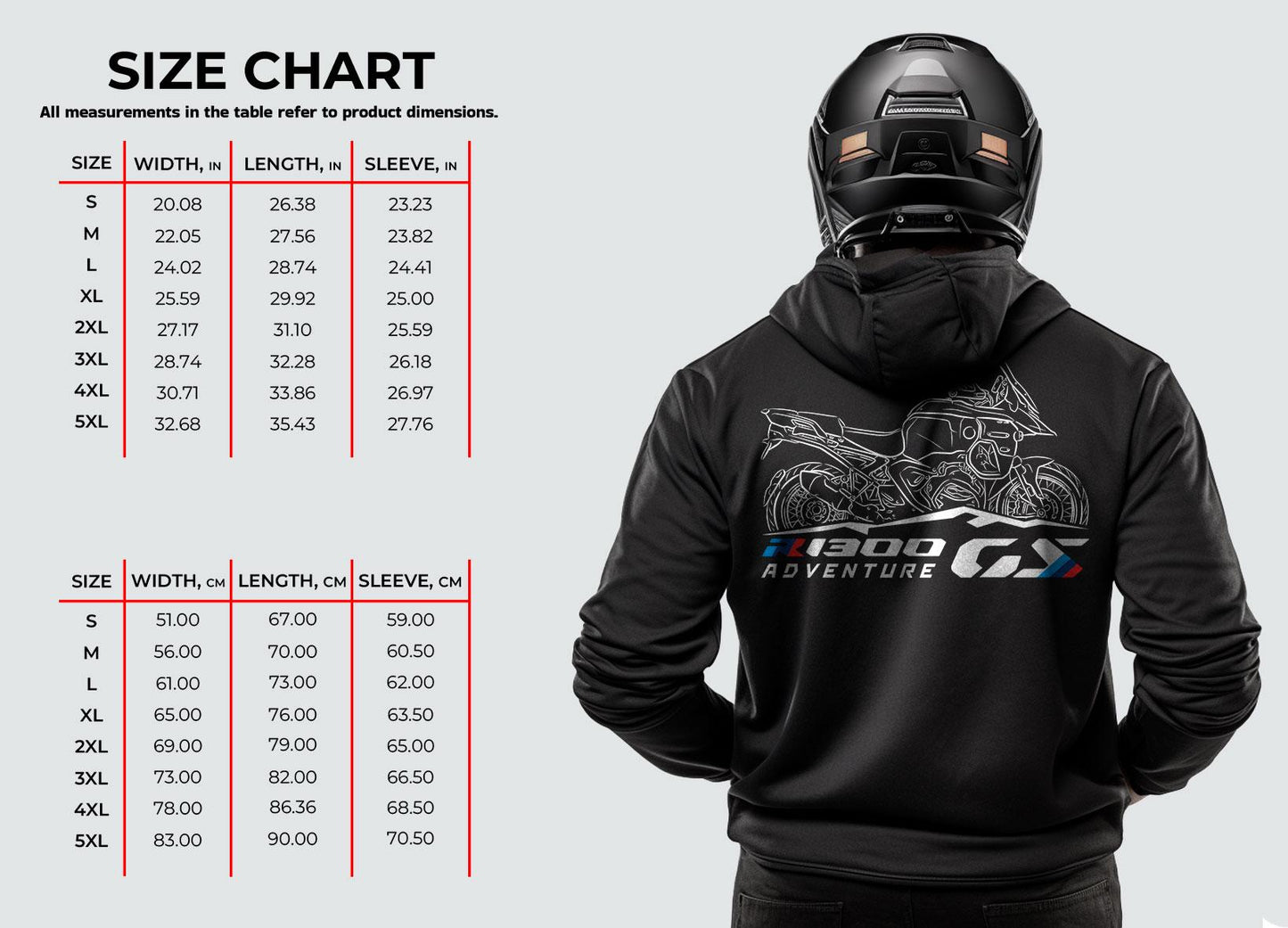 BMW R1300GS Adventure 2024-25 Inspired Hoodie - Motorcycle Sweatshirt for Motorrad Riders