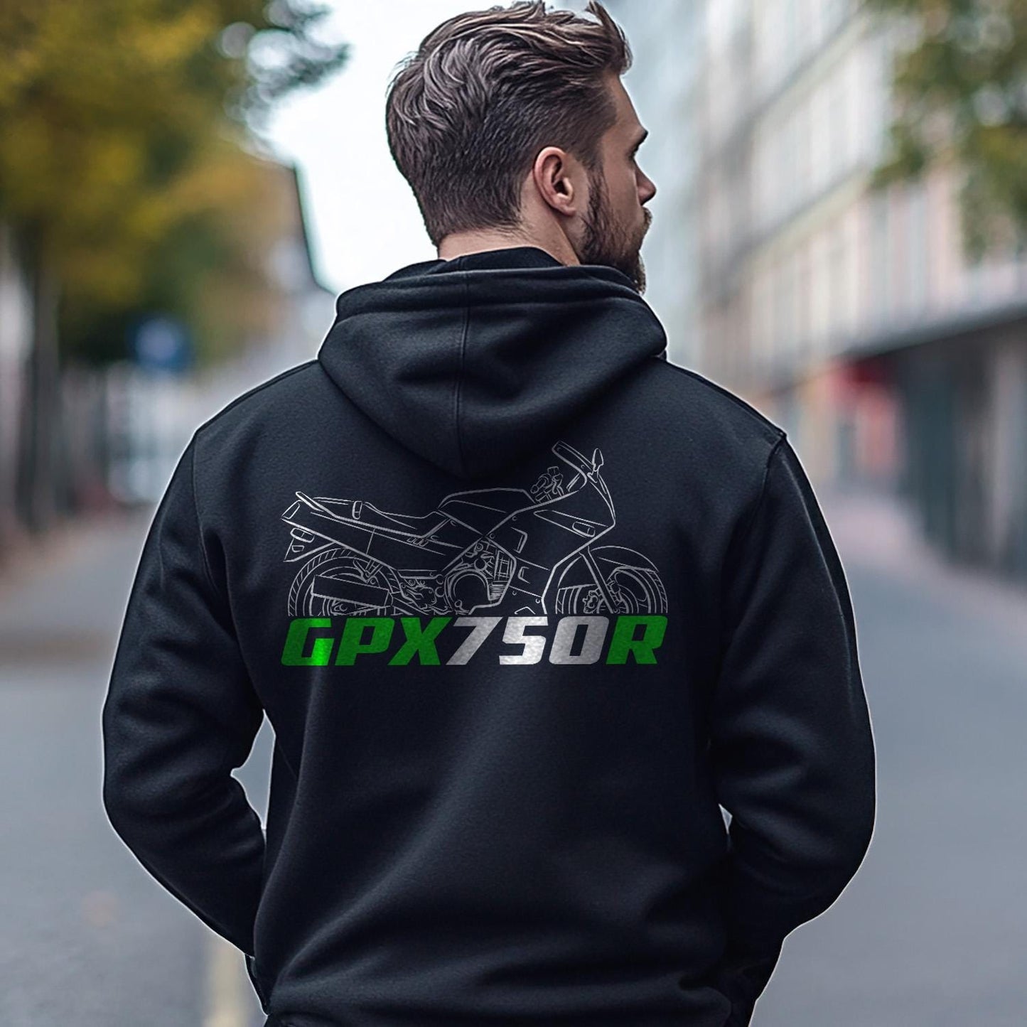 Kawasaki GPX750R Inspired Hoodie - Motorcycle Sweatshirt for Riders
