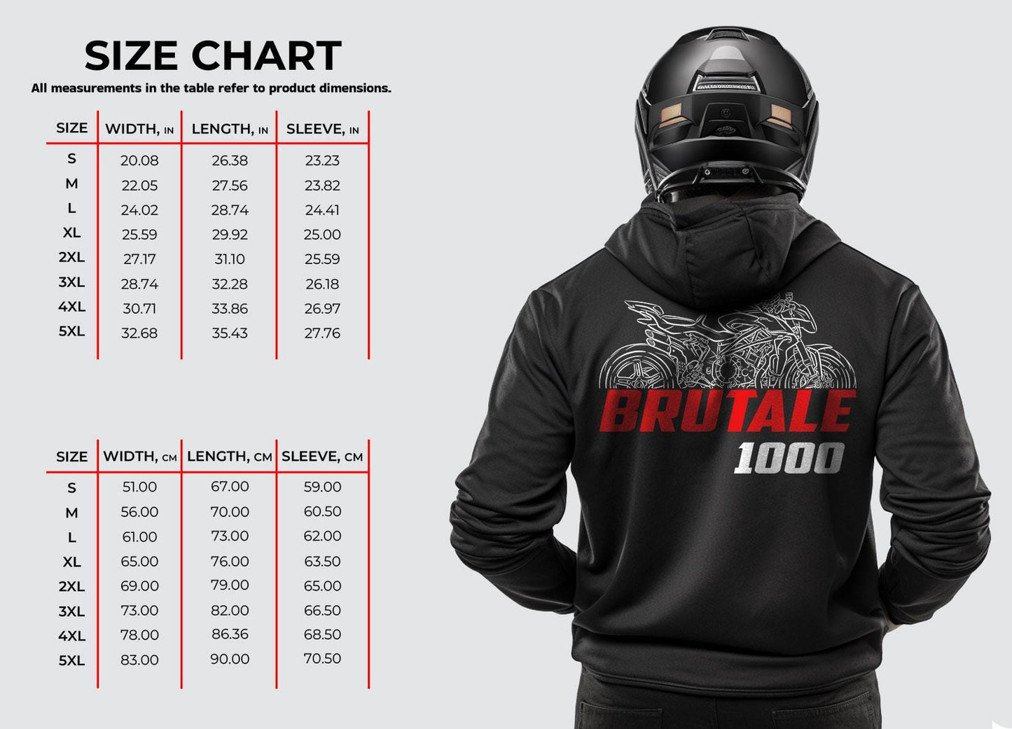 MV Agusta Brutale 1000 2019 - 2024 Inspired Hoodie - Motorcycle Sweatshirt for Riders