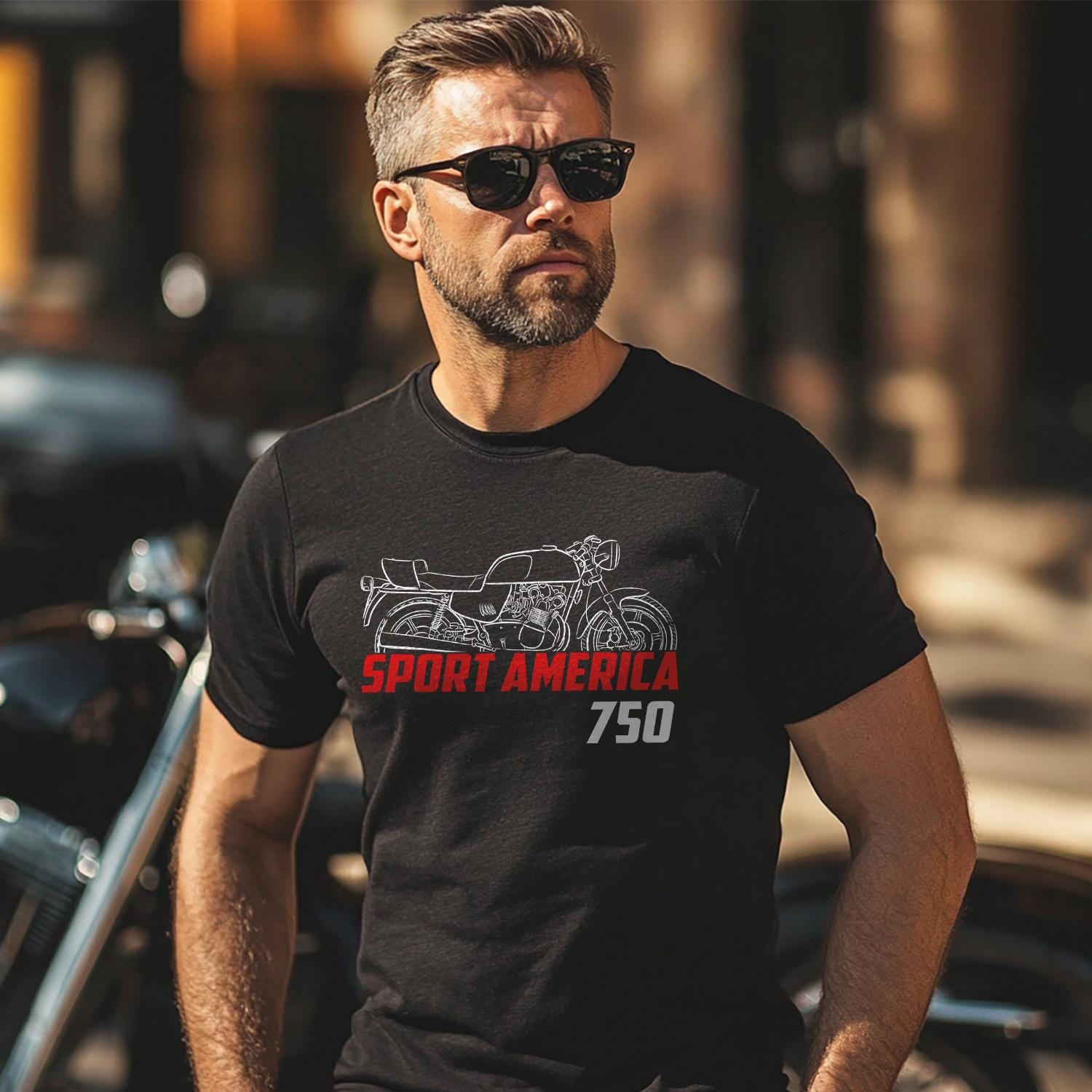 MV Agusta 750 Sport America 1975 - 1977 Inspired T-Shirt - Motorcycle Tee Shirt for Riders