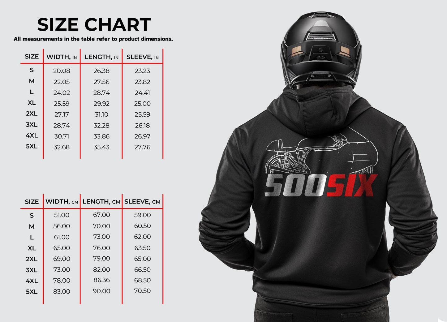 MV Agusta 500 Six 1958 Inspired Hoodie - Motorcycle Sweatshirt for Riders