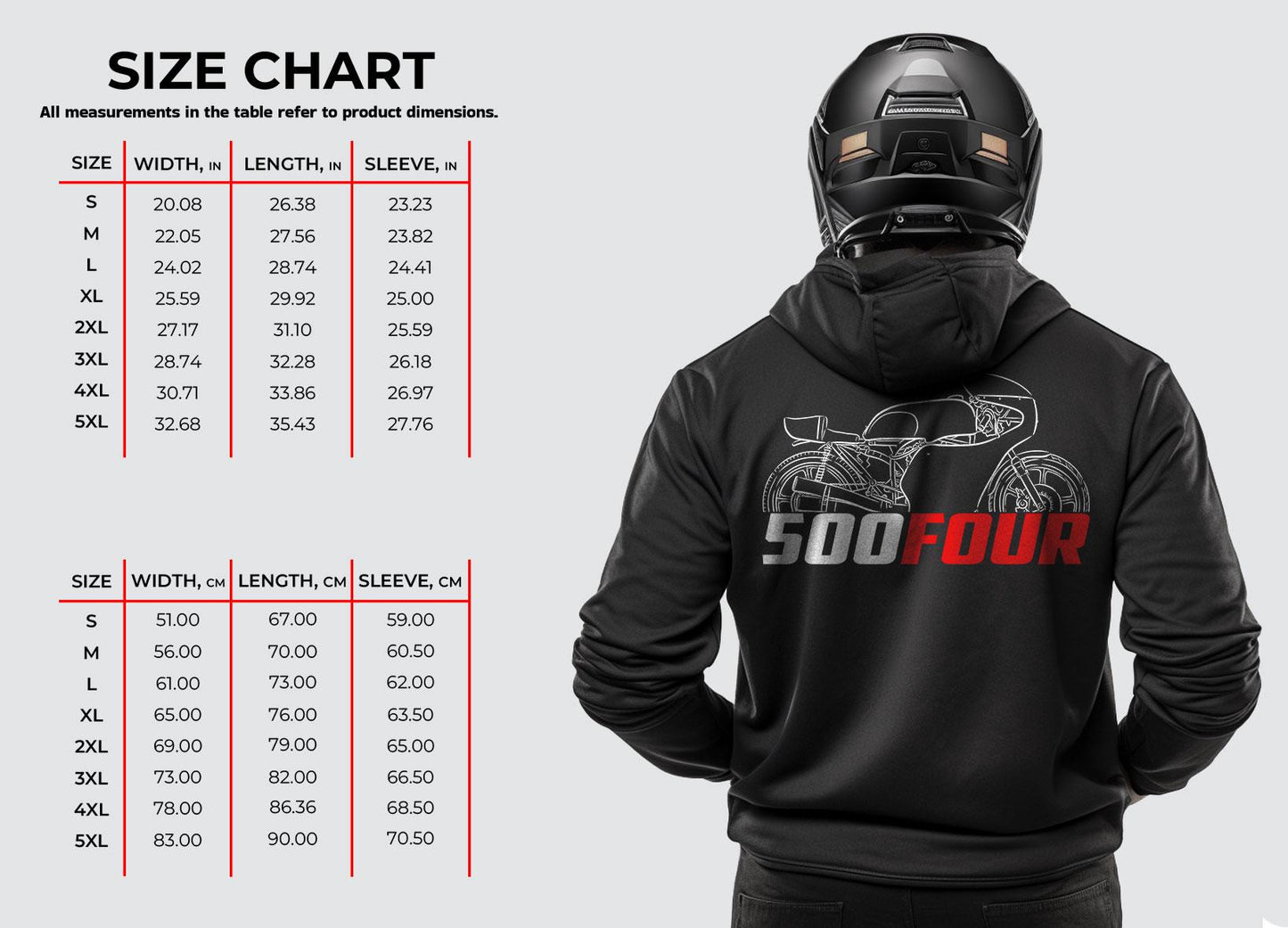 MV Agusta 500 Four 1973 - 1976 Inspired Hoodie - Motorcycle Sweatshirt for Riders
