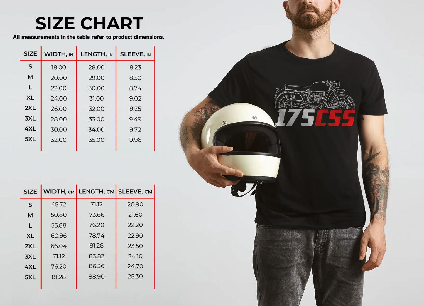 MV Agusta 175 CSS 1955 - 1958 Inspired T-Shirt - Motorcycle Tee Shirt for Riders
