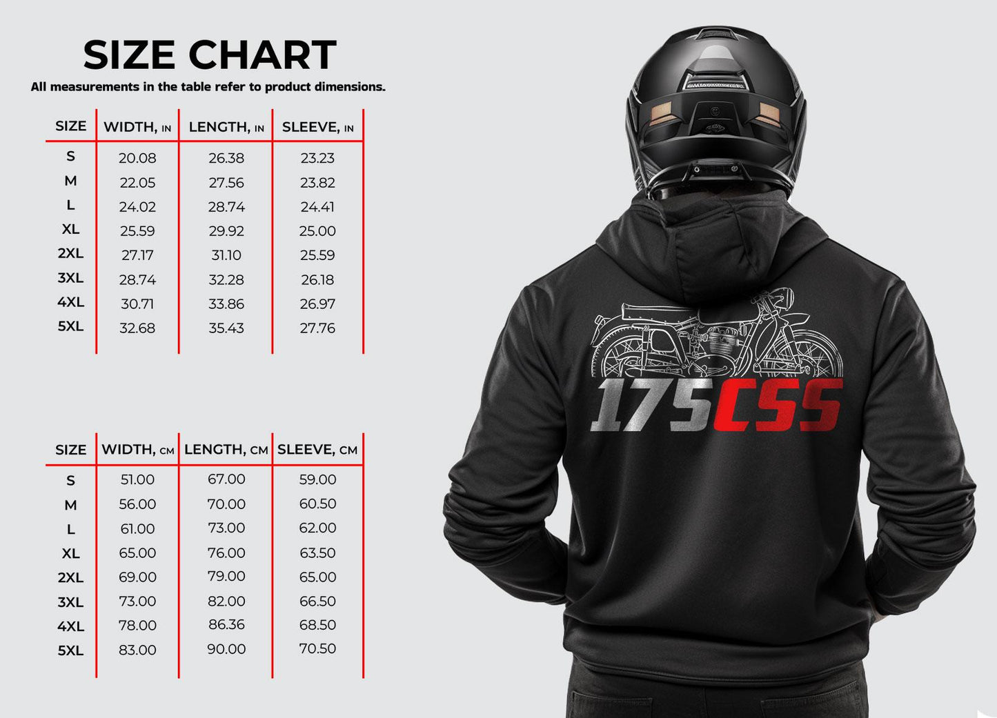 MV Agusta 175 CSS 1955 - 1958 Inspired Hoodie - Motorcycle Sweatshirt for Riders