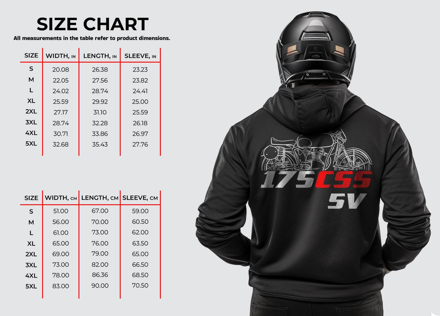 MV Agusta 175 CSS-5V 1954 - 1960 Inspired Hoodie - Motorcycle Sweatshirt for Riders