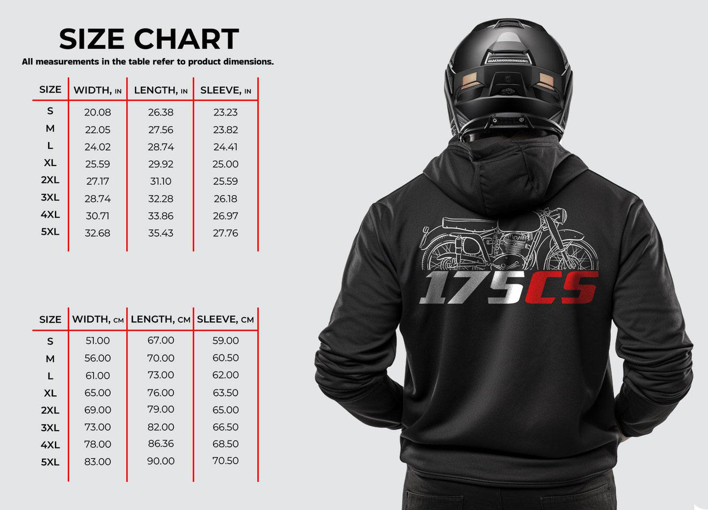 MV Agusta 175 CS 1954 - 1956 Inspired Hoodie - Motorcycle Sweatshirt for Riders