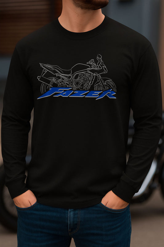 Yamaha FZ1 2001 - 2005 Inspired Long Sleeve T-Shirt - Long-Sleeve Motorcycle Tee Shirt for Riders