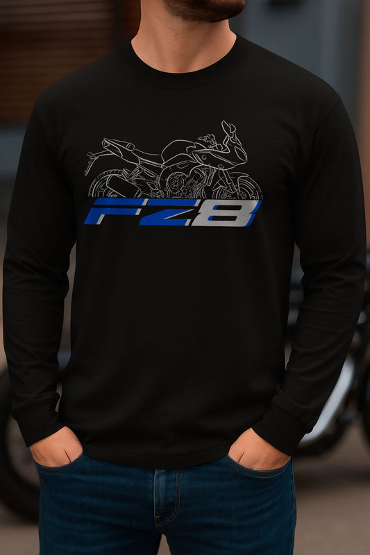 Yamaha FZ8-S 2010 - 2015 Inspired Long Sleeve T-Shirt - Long-Sleeve Motorcycle Tee Shirt for Riders