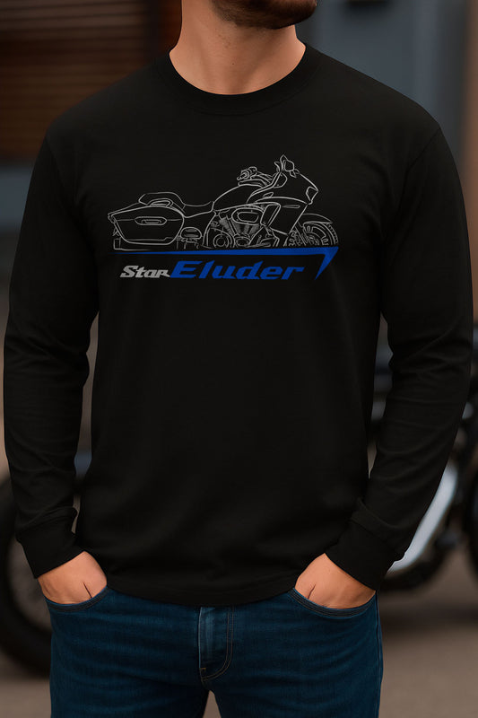 Yamaha Star Eluder XV19BJ 2018 Inspired Long Sleeve T-Shirt - Long-Sleeve Motorcycle Tee Shirt for Riders