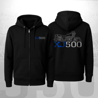 Yamaha XJ500 1981 Inspired Zip Hoodie - Zip Up Motorcycle Sweatshirt for Riders
