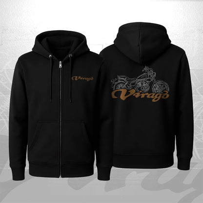 Yamaha XV125 Virago 1997 - 2004 Inspired Zip Hoodie - Zip Up Motorcycle Sweatshirt for Riders