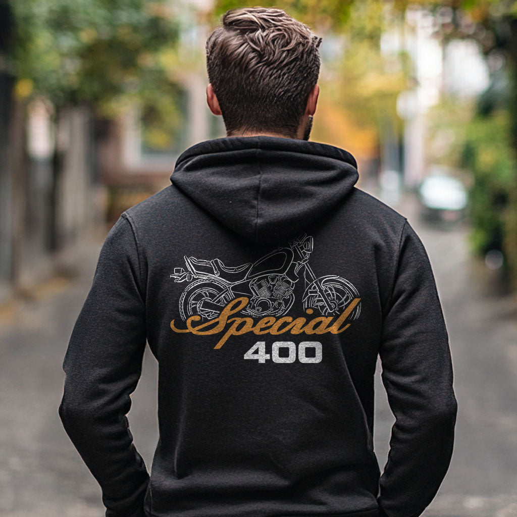 Yamaha XV400 1983 - 1994 Inspired Zip Hoodie - Zip Up Motorcycle Sweatshirt for Riders