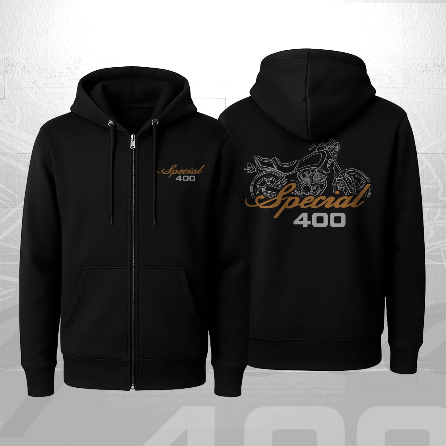 Yamaha XV400 1983 - 1994 Inspired Zip Hoodie - Zip Up Motorcycle Sweatshirt for Riders