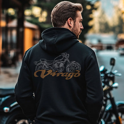Yamaha XV400 Virago 1987 - 1994 Inspired Zip Hoodie - Zip Up Motorcycle Sweatshirt for Riders