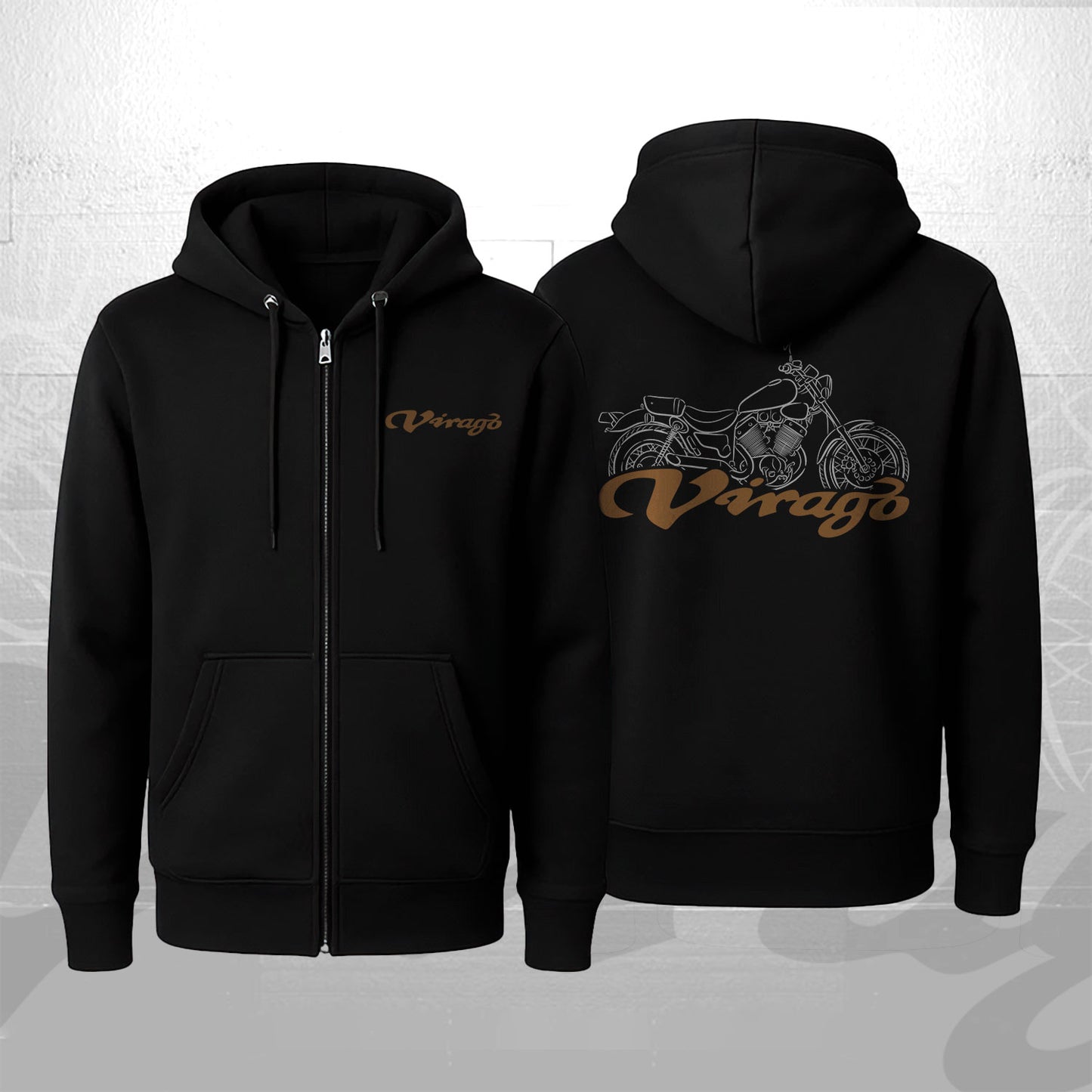 Yamaha XV400 Virago 1987 - 1994 Inspired Zip Hoodie - Zip Up Motorcycle Sweatshirt for Riders
