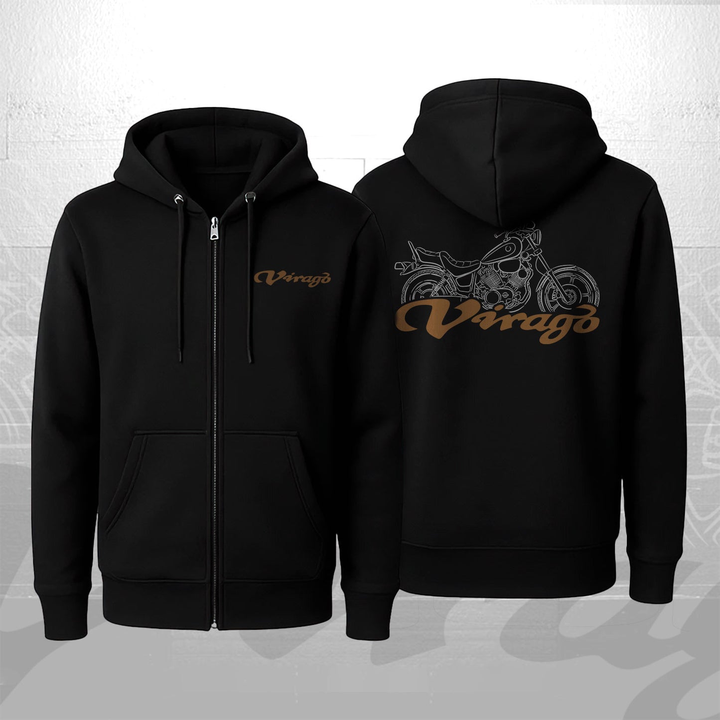 Yamaha XV700 Virago 1984 - 1987 Inspired Zip Hoodie - Zip Up Motorcycle Sweatshirt for Riders