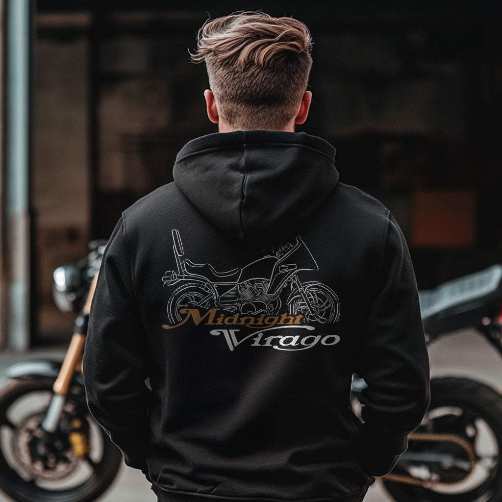 Yamaha XV920MK Midnight Virago 1983 Inspired Zip Hoodie - Zip Up Motorcycle Sweatshirt for Riders