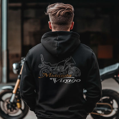 Yamaha XV920MK Midnight Virago 1983 Inspired Zip Hoodie - Zip Up Motorcycle Sweatshirt for Riders