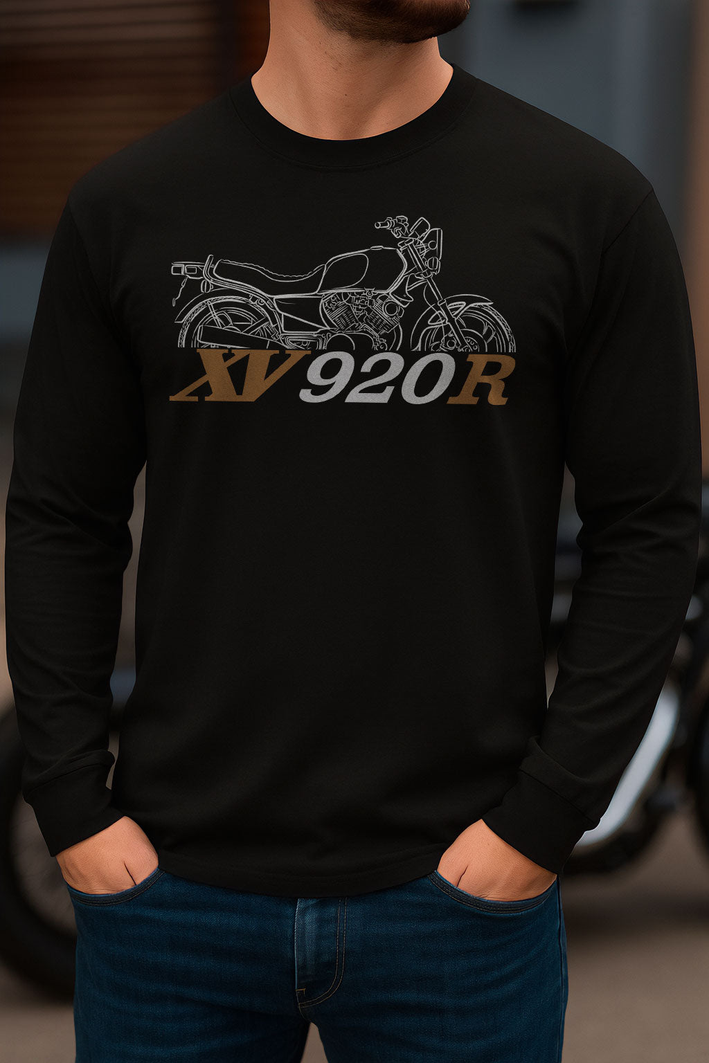 Yamaha XV920R 1981 - 1982 Inspired Long Sleeve T-Shirt - Long-Sleeve Motorcycle Tee Shirt for Riders