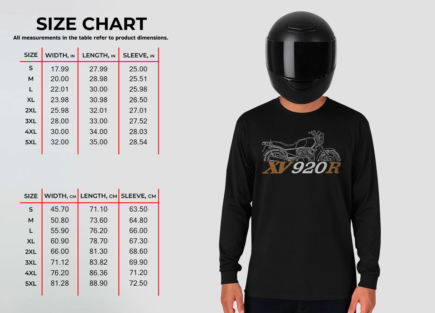 Yamaha XV920R 1981 - 1982 Inspired Long Sleeve T-Shirt - Long-Sleeve Motorcycle Tee Shirt for Riders