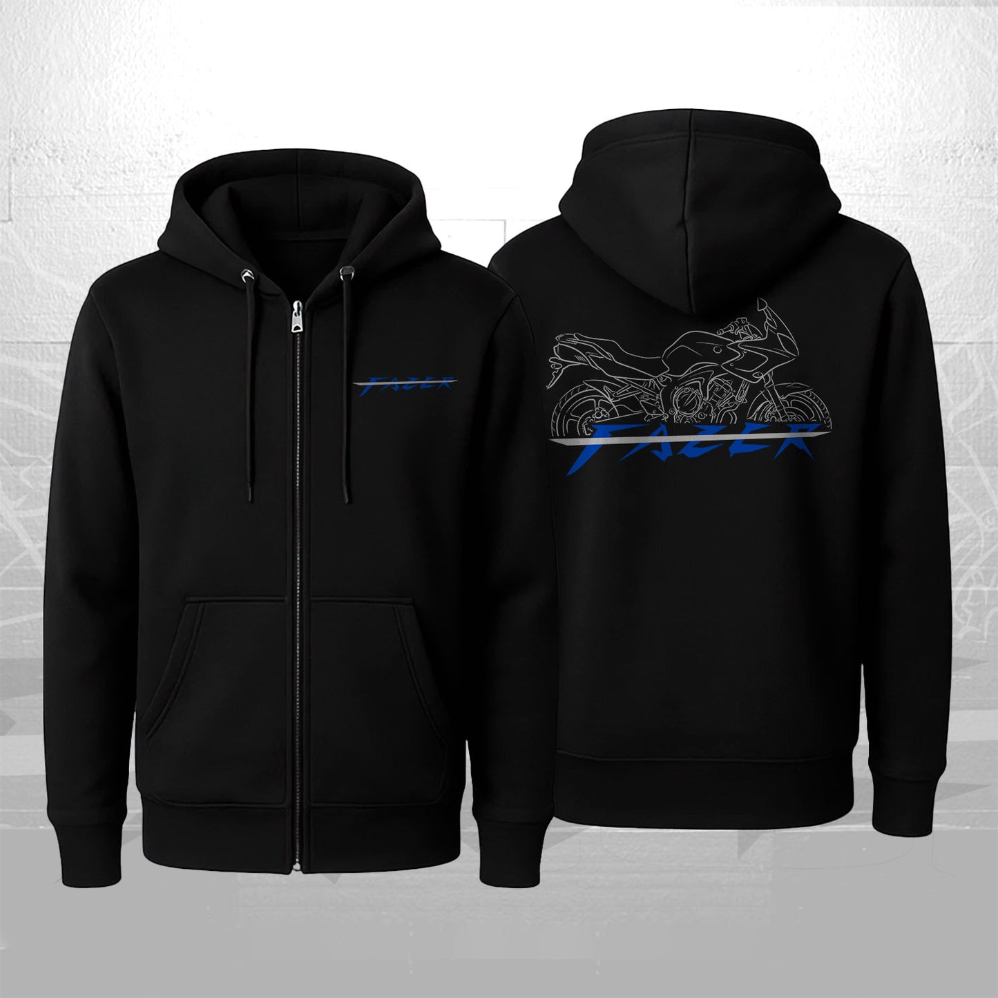 Yamaha FZ6 Fazer Inspired Zip Hoodie - Zip Up Motorcycle Sweatshirt for Riders