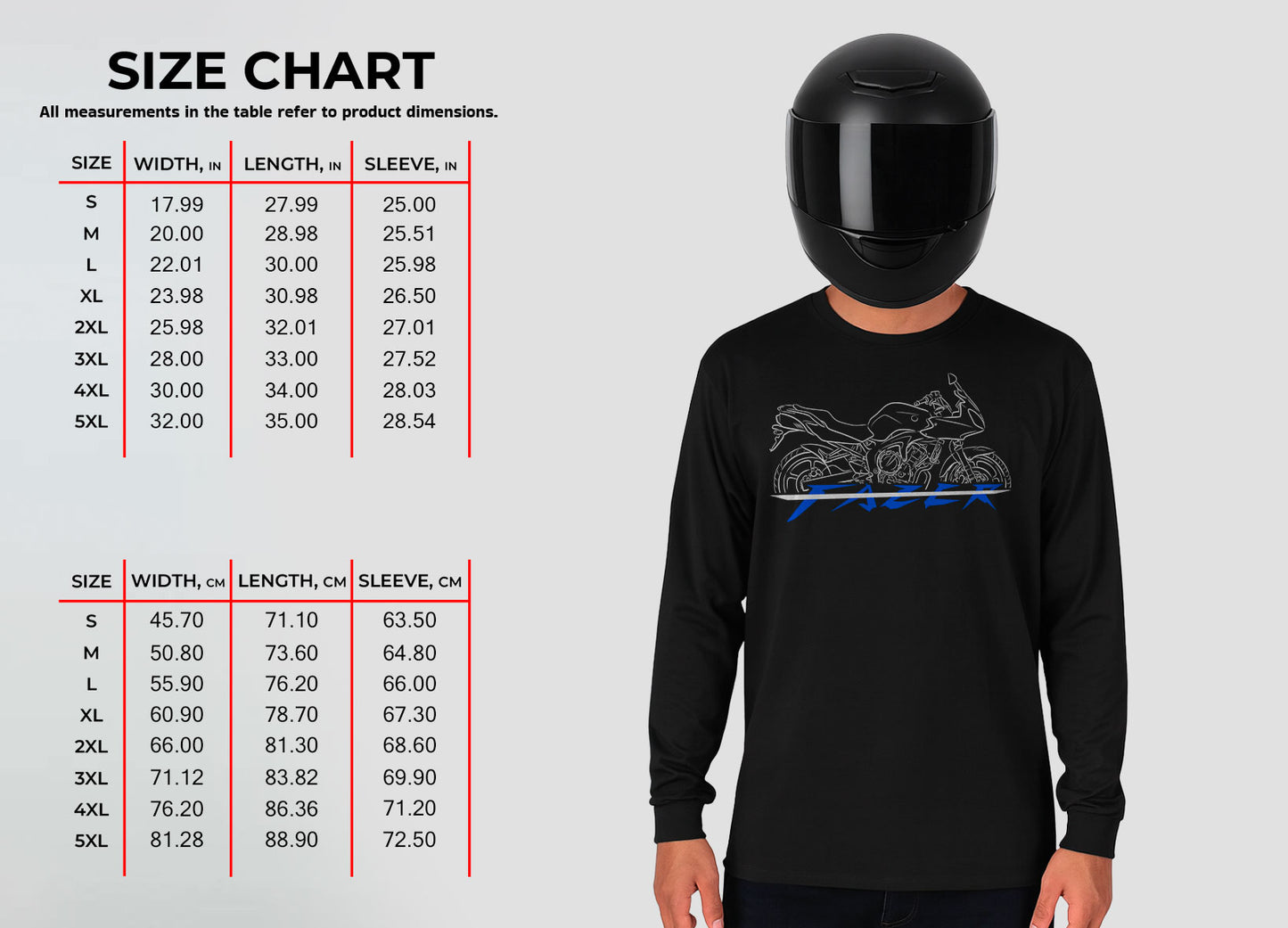 Yamaha FZ6-S 2004 - 2005 Inspired Long Sleeve T-Shirt - Long-Sleeve Motorcycle Tee Shirt for Riders