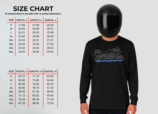 Yamaha FZ6-S 2004 - 2005 Inspired Long Sleeve T-Shirt - Long-Sleeve Motorcycle Tee Shirt for Riders