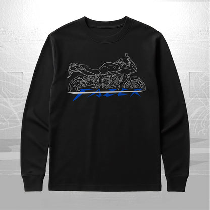 Yamaha FZ6-S 2004 - 2005 Inspired Long Sleeve T-Shirt - Long-Sleeve Motorcycle Tee Shirt for Riders