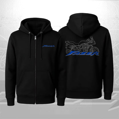 Yamaha FZS 600 Fazer Inspired Zip Hoodie - Zip Up Motorcycle Sweatshirt for Riders