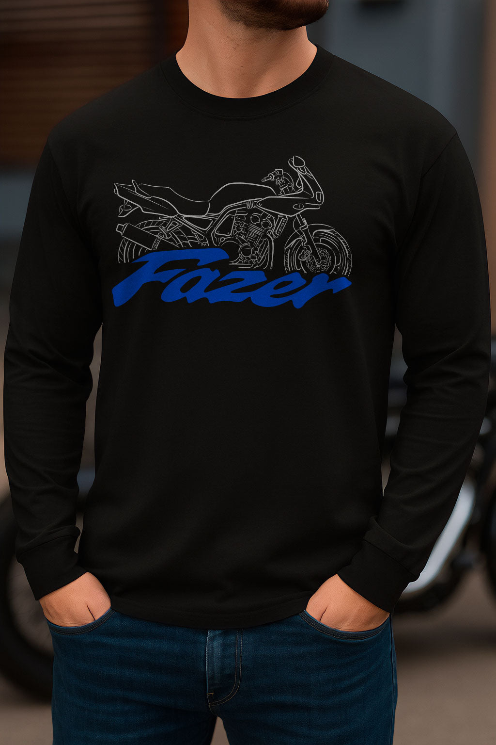 Yamaha FZS 600 Fazer Inspired Long Sleeve T-Shirt - Long-Sleeve Motorcycle Tee Shirt for Riders