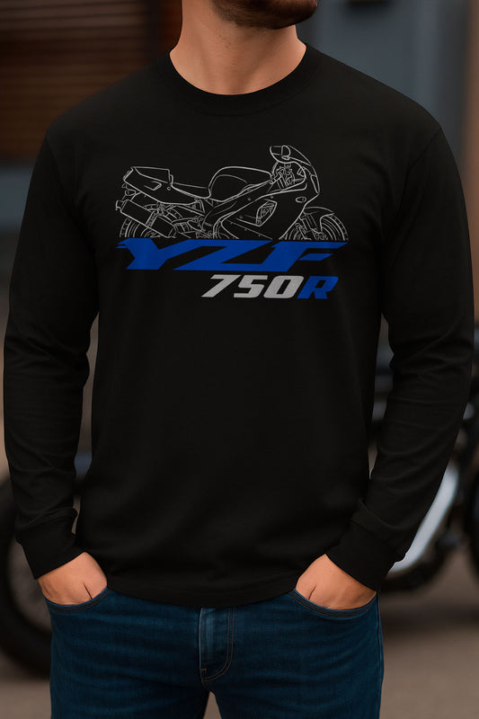 Yamaha YZF 750R 1993 - 1998 Inspired Long Sleeve T-Shirt - Long-Sleeve Motorcycle Tee Shirt for Riders