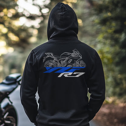 Yamaha YZF-R7 2022 - 2025 Inspired Zip Hoodie - Zip Up Motorcycle Sweatshirt for Riders