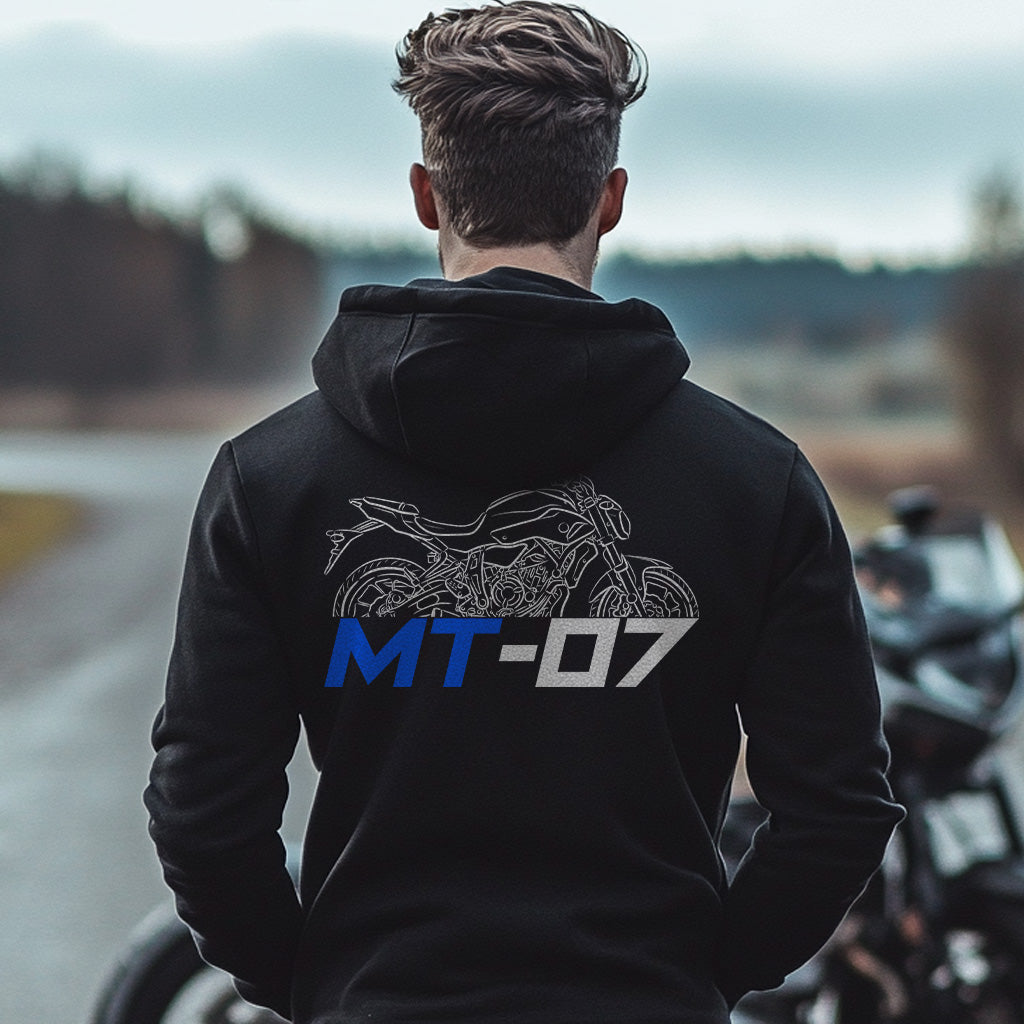 Yamaha MT-07 Inspired Zip Hoodie - Zip Up Motorcycle Sweatshirt for Riders