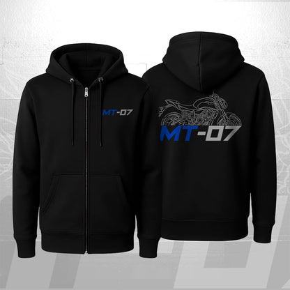 Yamaha MT-07 Inspired Zip Hoodie - Zip Up Motorcycle Sweatshirt for Riders