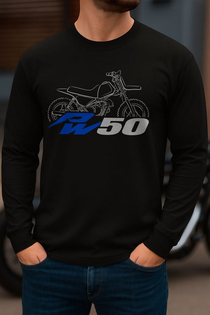 Yamaha PW50 Inspired Long Sleeve T-Shirt - Long-Sleeve Motorcycle Tee Shirt for Riders