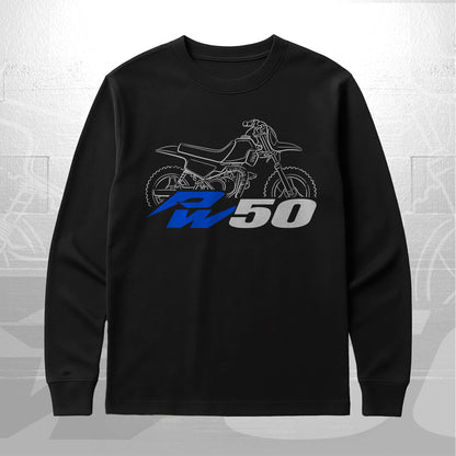 Yamaha PW50 Inspired Long Sleeve T-Shirt - Long-Sleeve Motorcycle Tee Shirt for Riders