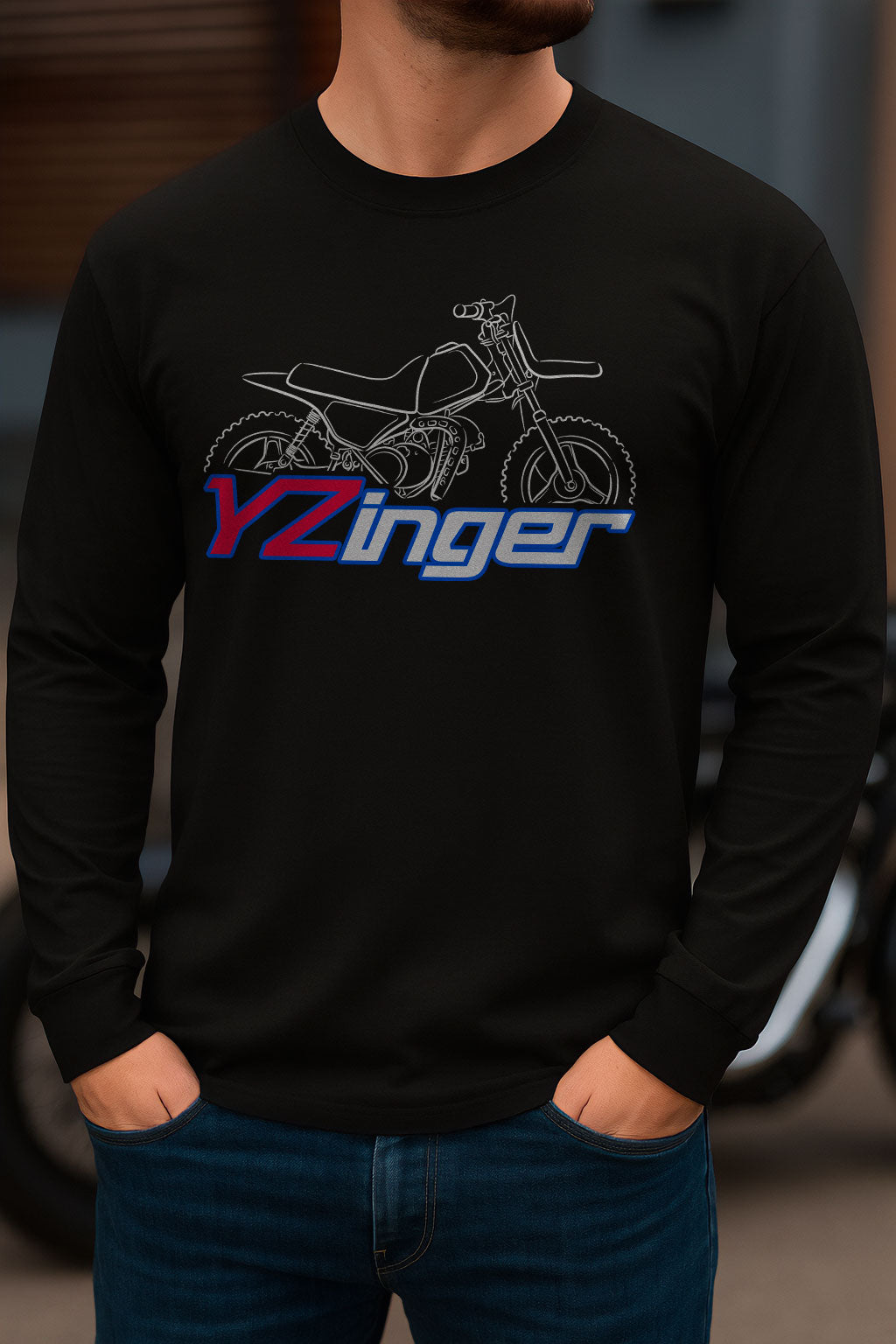 Yamaha YZinger 50 Inspired Long Sleeve T-Shirt - Long-Sleeve Motorcycle Tee Shirt for Riders